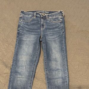 American Eagle Outfitters Women's Light Blue Skinny Jeans Hi Rise Jegging 8 long